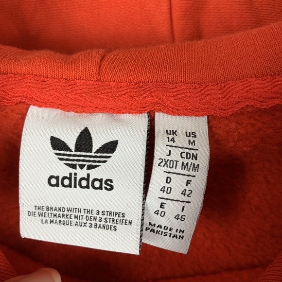 Adidas Originals Sweatshirt Hoodie Red Embroidered Streetwear Baggy Mens Medium - Picture 9 of 9